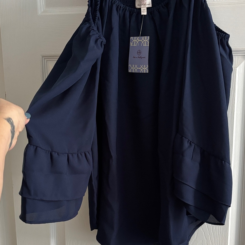 Hot in Hollywood Navy Blouse